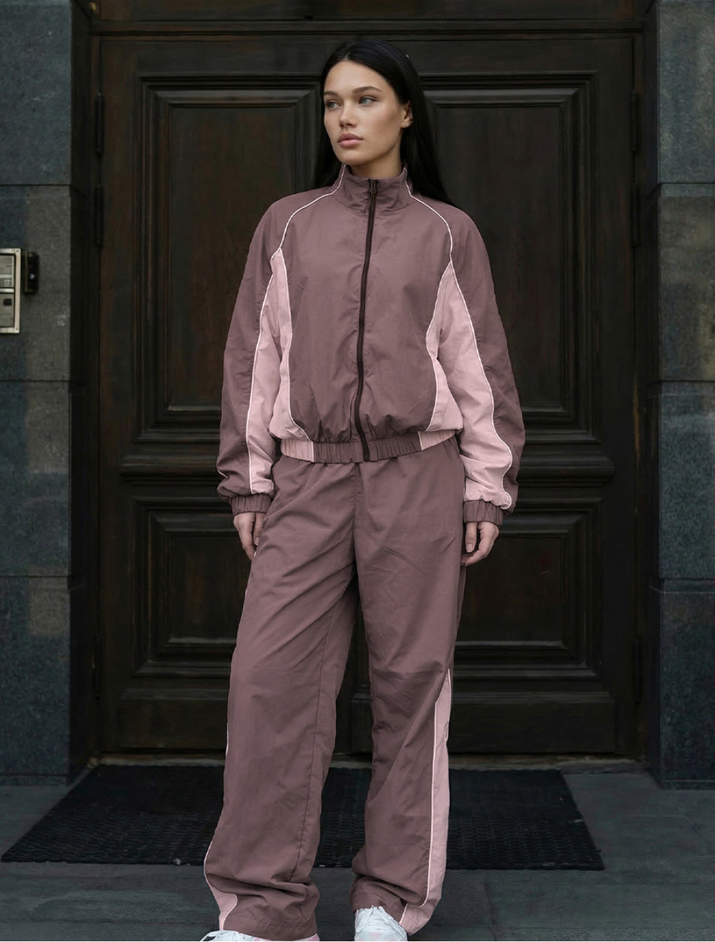 Dres Staff lim light brown & light pink reflective oversize