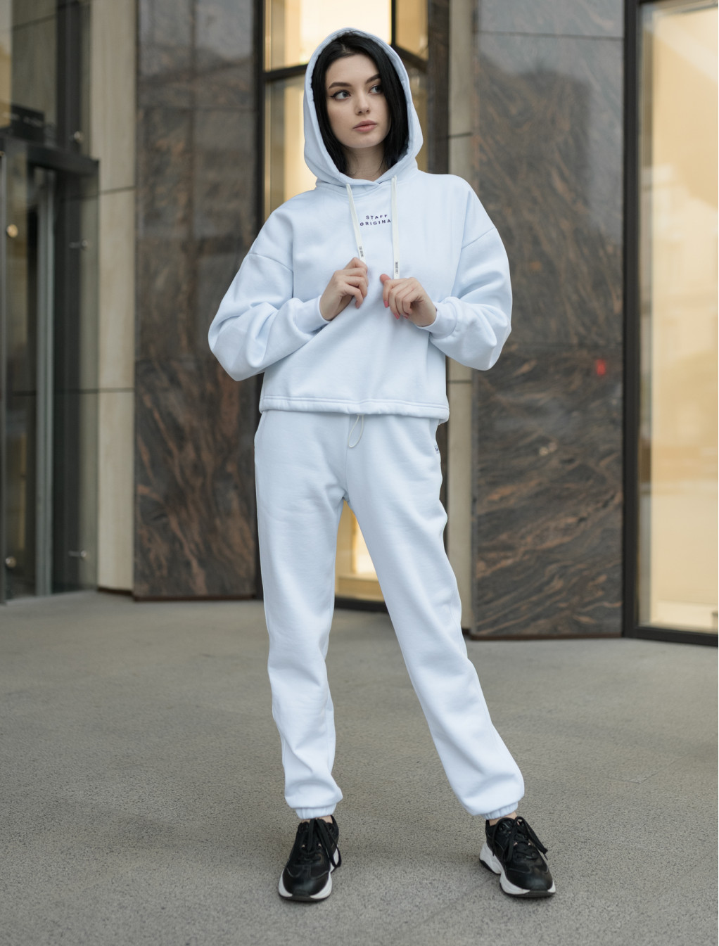 Damski komplet dresowy Staff te white logo oversize fleece