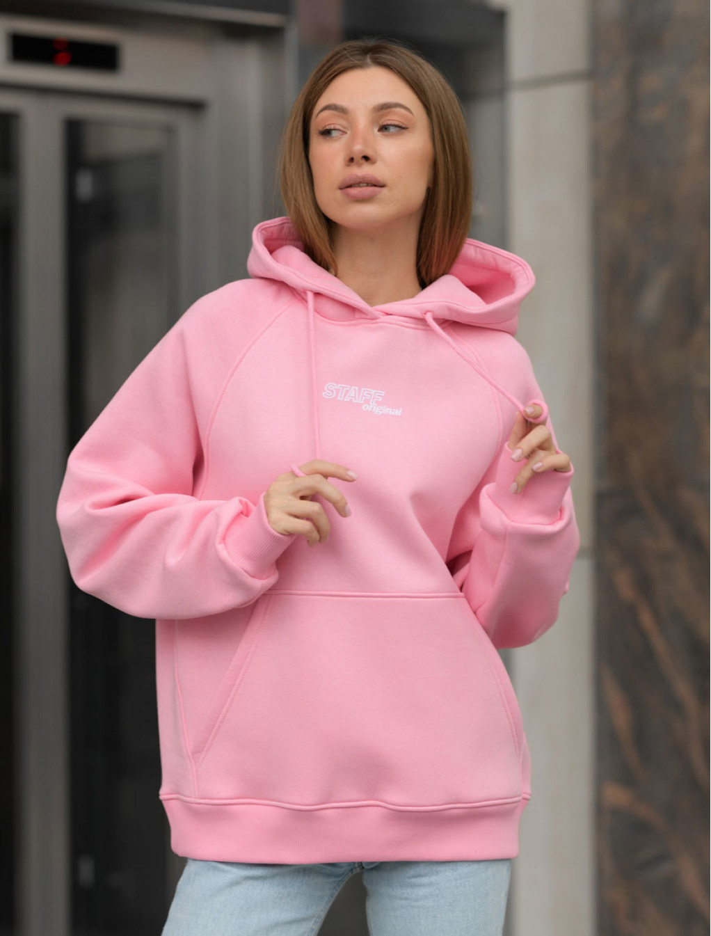 Damska bluza Staff original pink oversize fleece