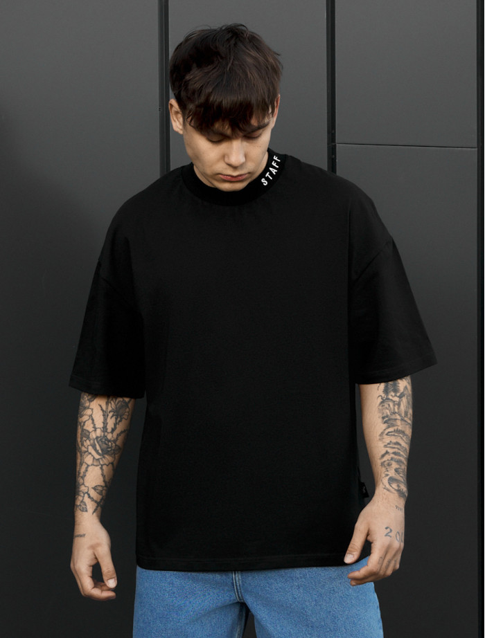 Koszulka Staff logo neck black oversize