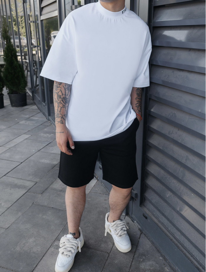 Letni komplet: koszulka + szorty Staff os black & white oversize