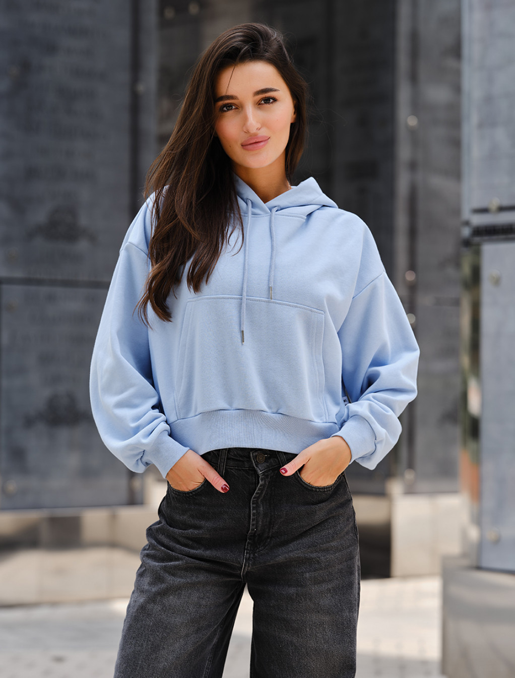 Damska bluza z kapturem Staff mi light blue