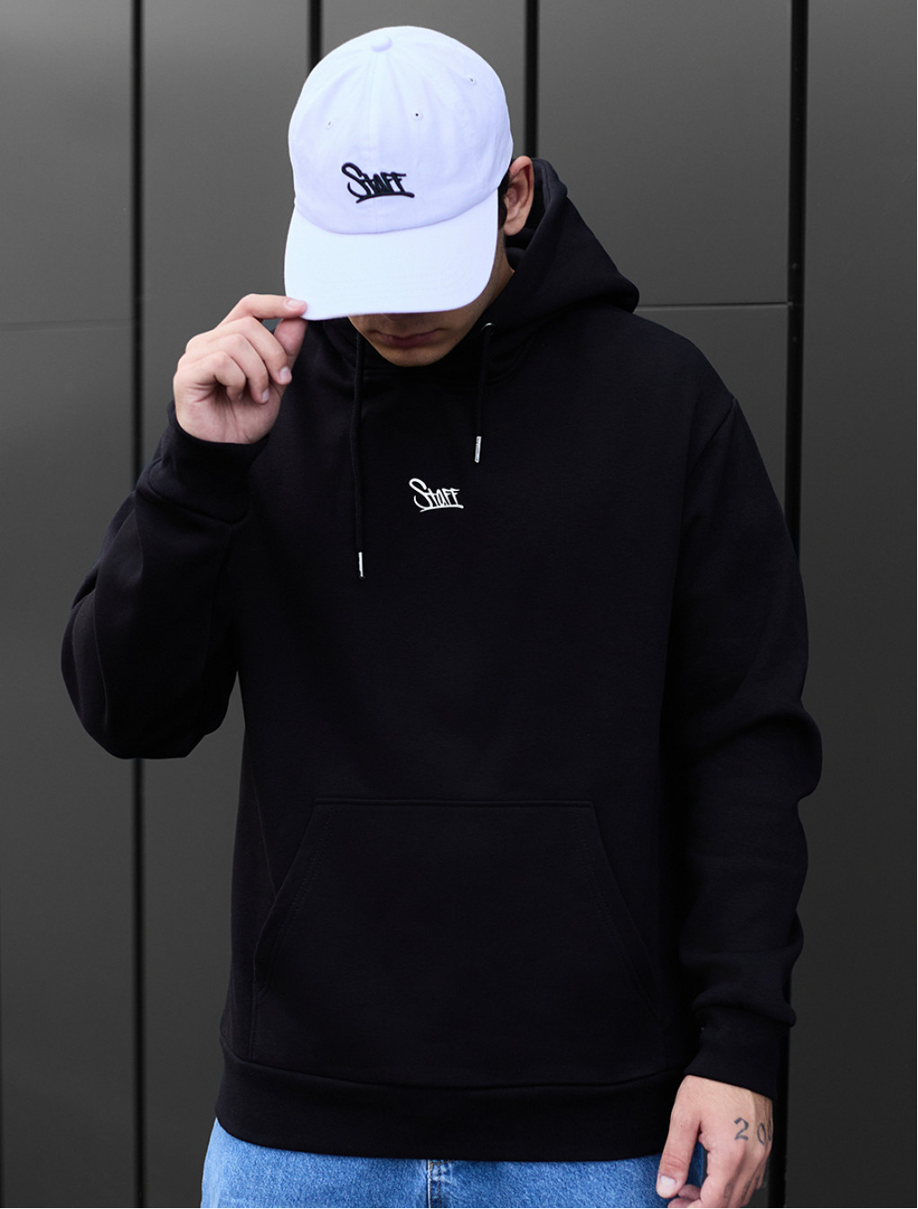 Bluza z kapturem Staff black logo front oversize fleece