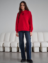 Damska bluza z kapturem Staff sow red logo oversize fleece