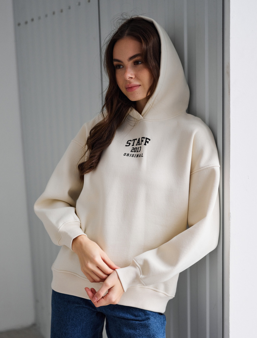 Damska bluza z kapturem Staff sow milk logo oversize fleece