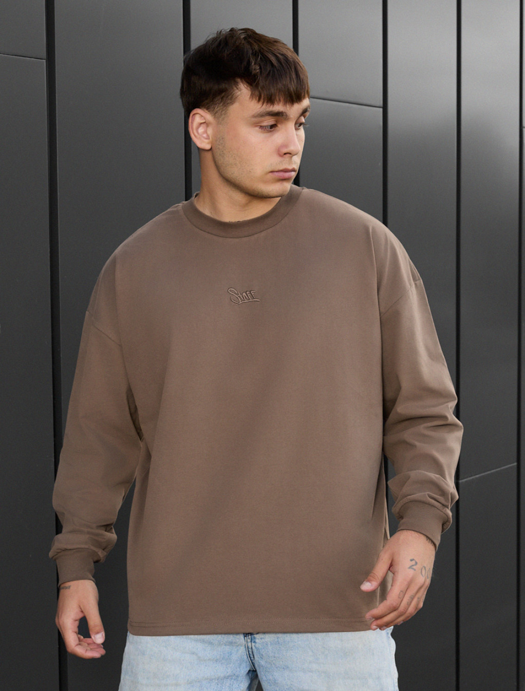 Longsleeve Staff brown logo oversize