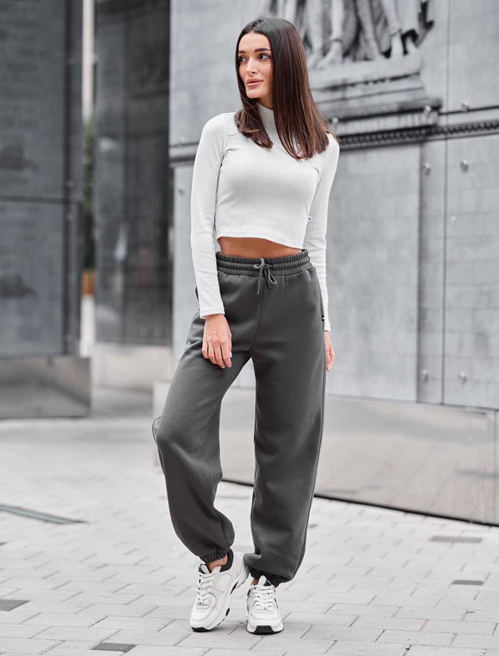 Spodnie dresowe Staff li dark gray fleece