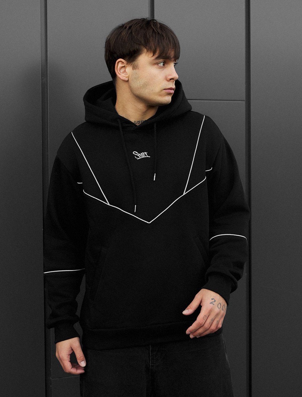 Bluza Staff black logo reflective oversize fleece
