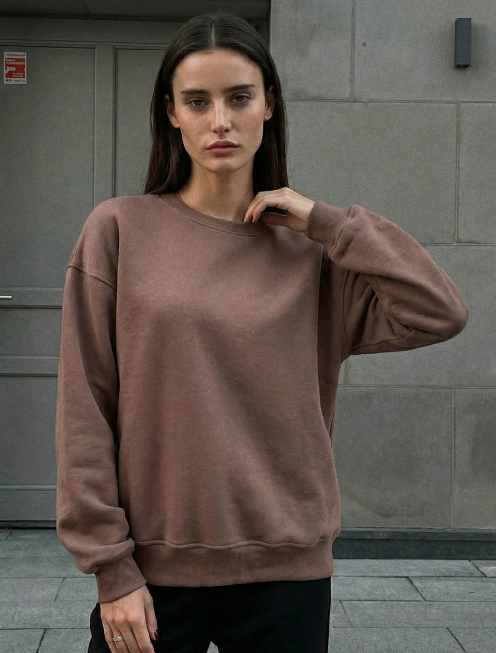 Bluza Staff brown oversize fleece