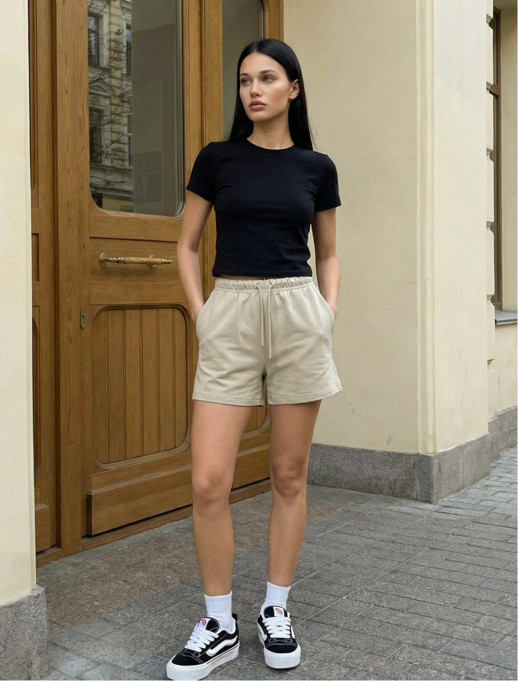 Spodenki Staff lin light olive