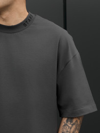 Koszulka Staff logo neck dark gray oversize