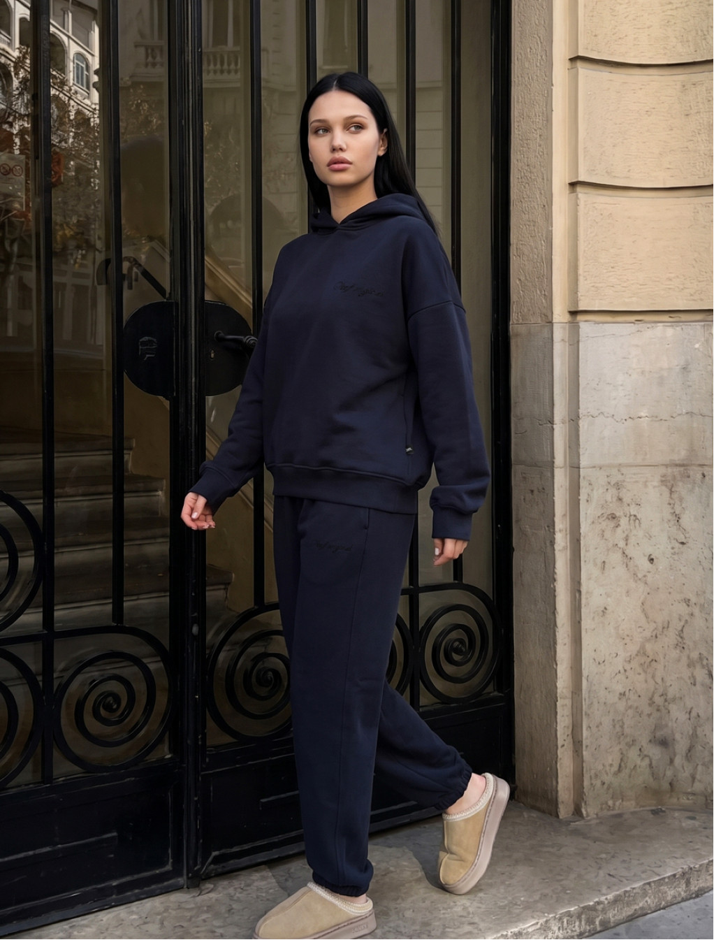 Dres Staff logo navy oversize fleece