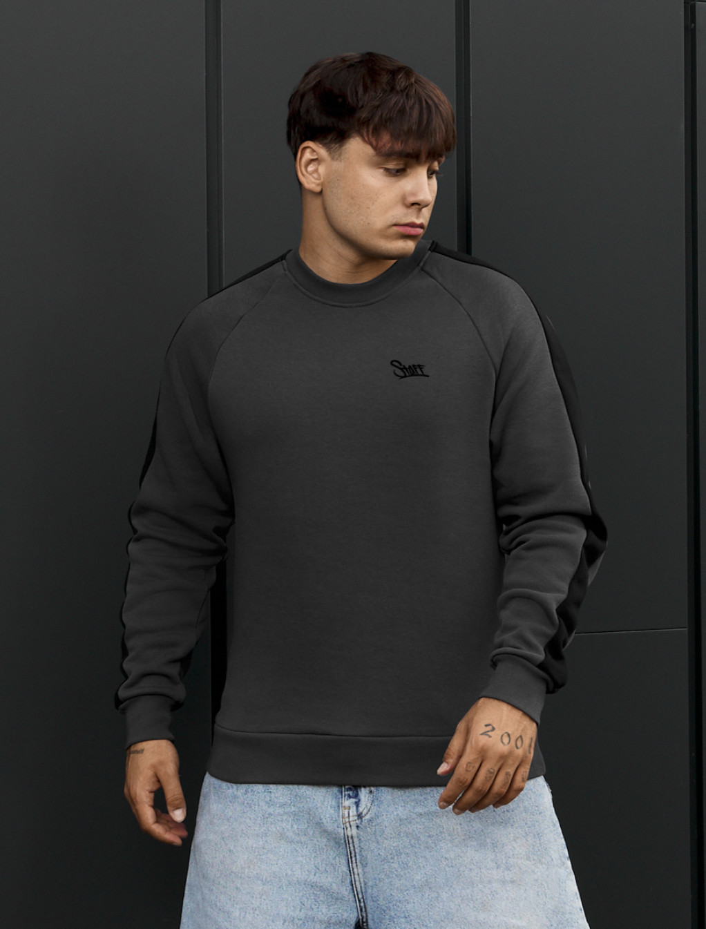 Bluza Staff lampas dark gray logo fleece