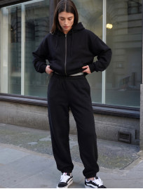 Dres Staff zip logo black oversize fleece