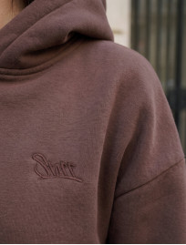 Dres Staff zip logo brown oversize fleece