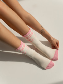 Skarpety Staff beige & pink  logo 2 (trzy pary)