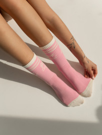 Skarpety Staff beige & pink  logo 2 (trzy pary)