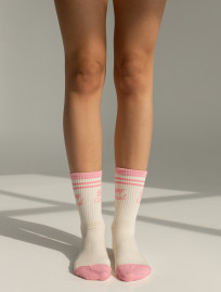 Skarpety Staff beige & pink  logo 2 (trzy pary)
