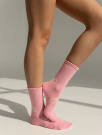 Skarpety Staff beige & pink  logo 2 (trzy pary)