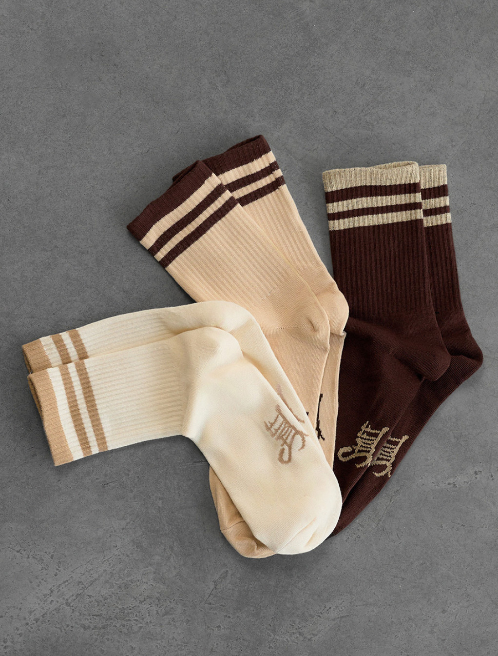 Skarpety Staff beige & brown (trzy pary)