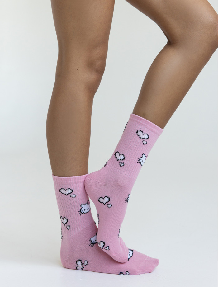 Skarpety Staff kitty & hearts pink