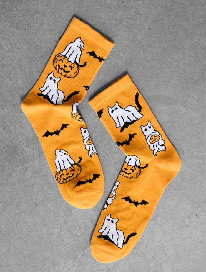 Skarpety Staff Halloween pumpkin & cat