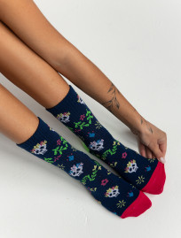 Skarpety Staff Halloween skull & flowers