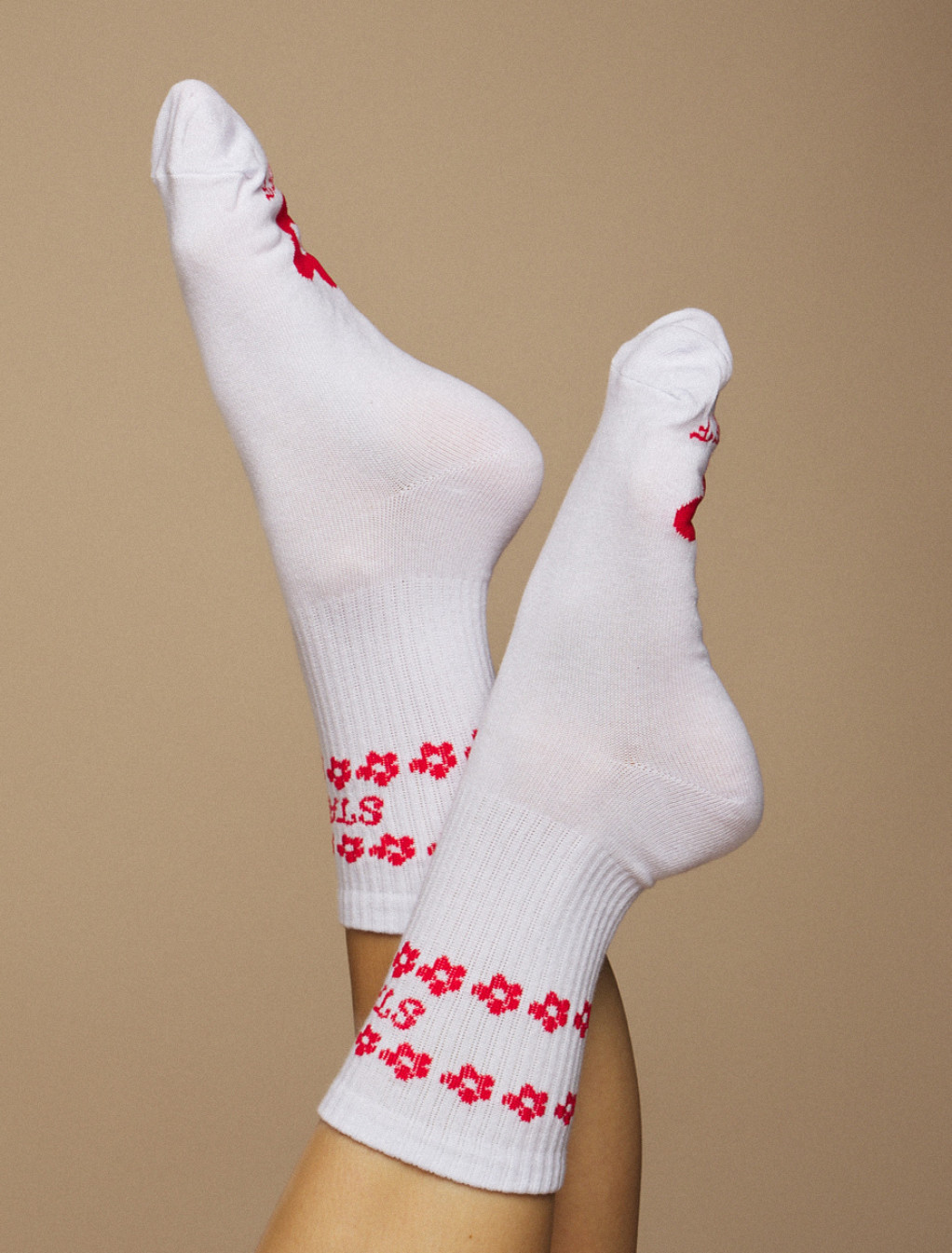 Skarpety Staff white & red logo