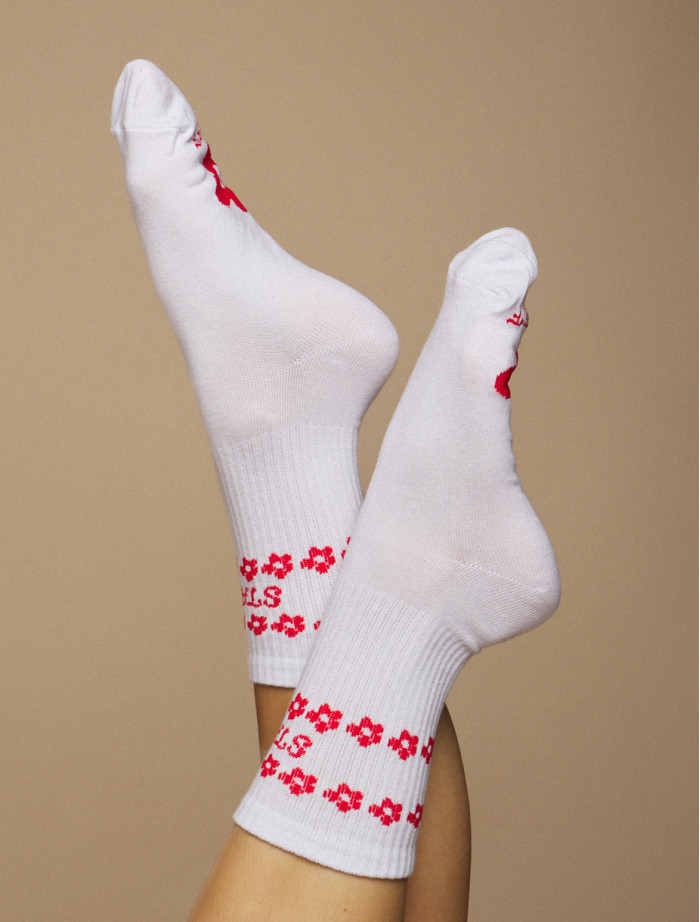 Skarpety Staff white & red logo