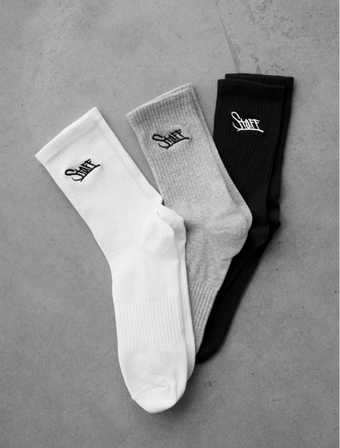 Skarpety Staff white/gray/black logo (3 pary) (r.39-42)