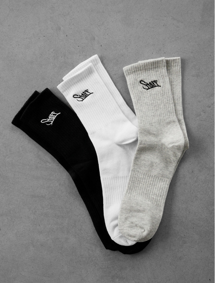 Skarpety Staff black/white/light gray logo (trzy pary) (r.43-46)