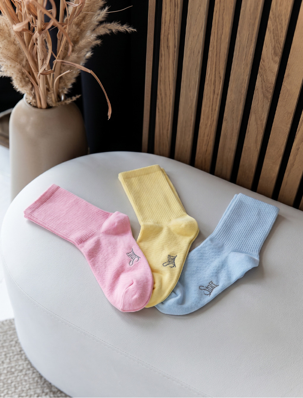 Skarpety Staff pink/yellow/light blue logo (trzy pary) (r.36-38)
