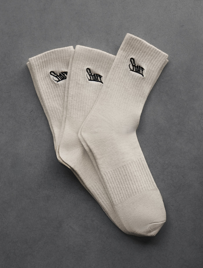 Skarpety Staff beige logo (trzy pary) (r.39-42)