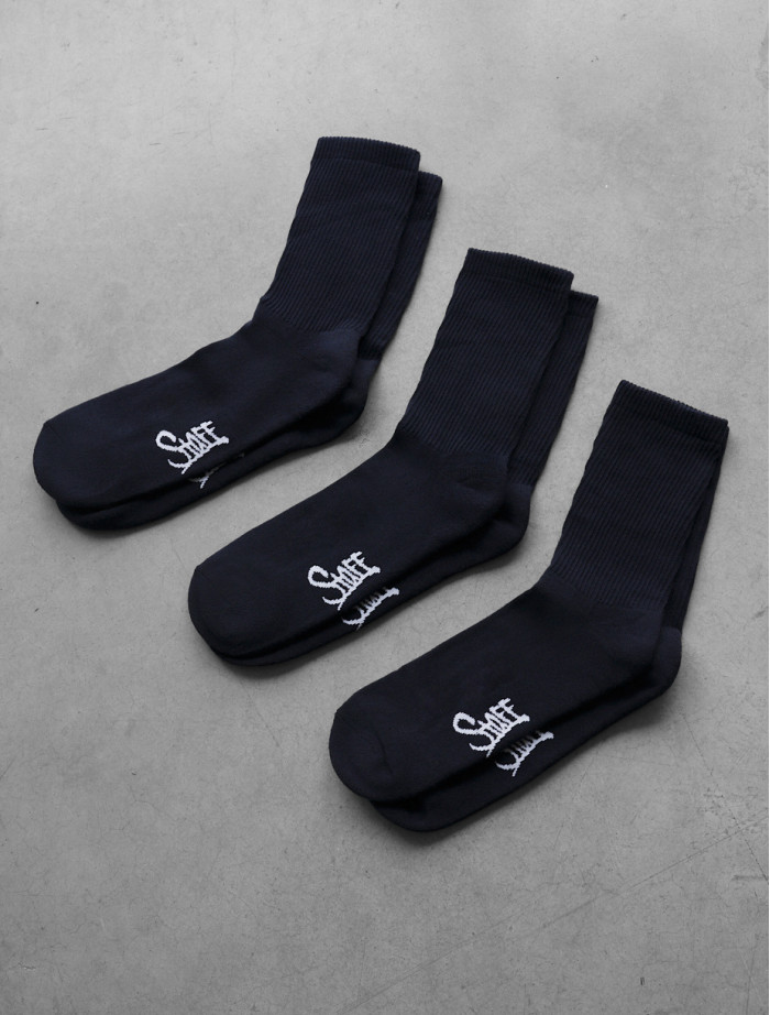 Skarpety Staff navy  (3 pary) (r.43-46) (ocieplane)