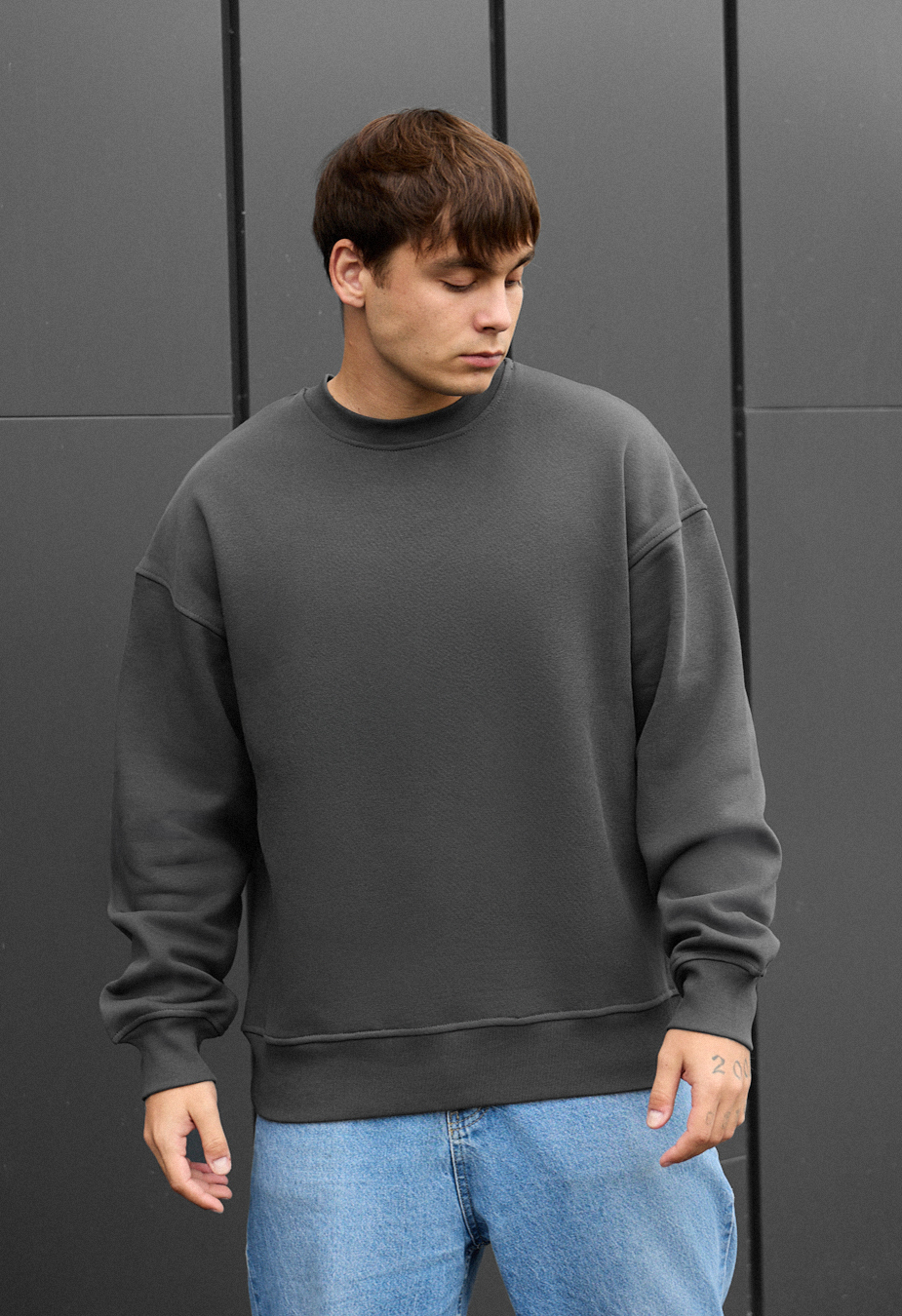 Bluza Staff dark gray2 oversize fleece