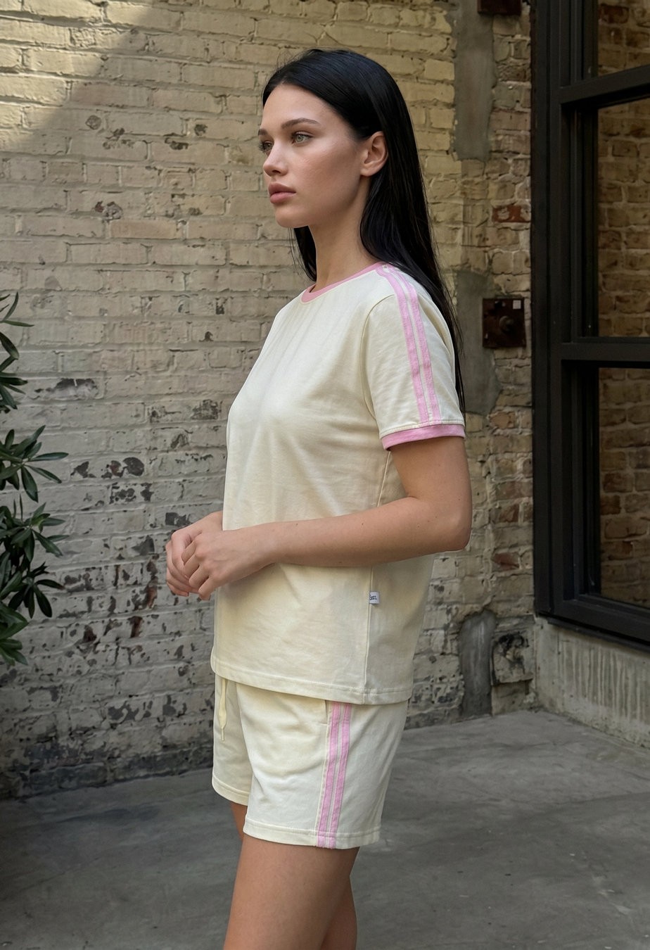 Komplet koszulka + spodenki Staff pry light yellow & pink