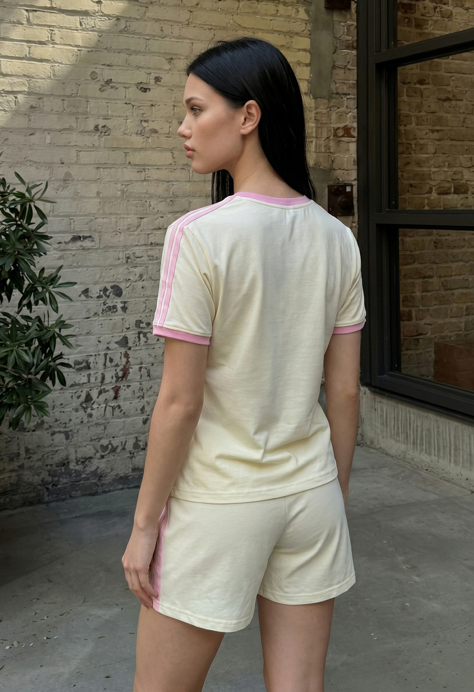 Komplet koszulka + spodenki Staff pry light yellow & pink