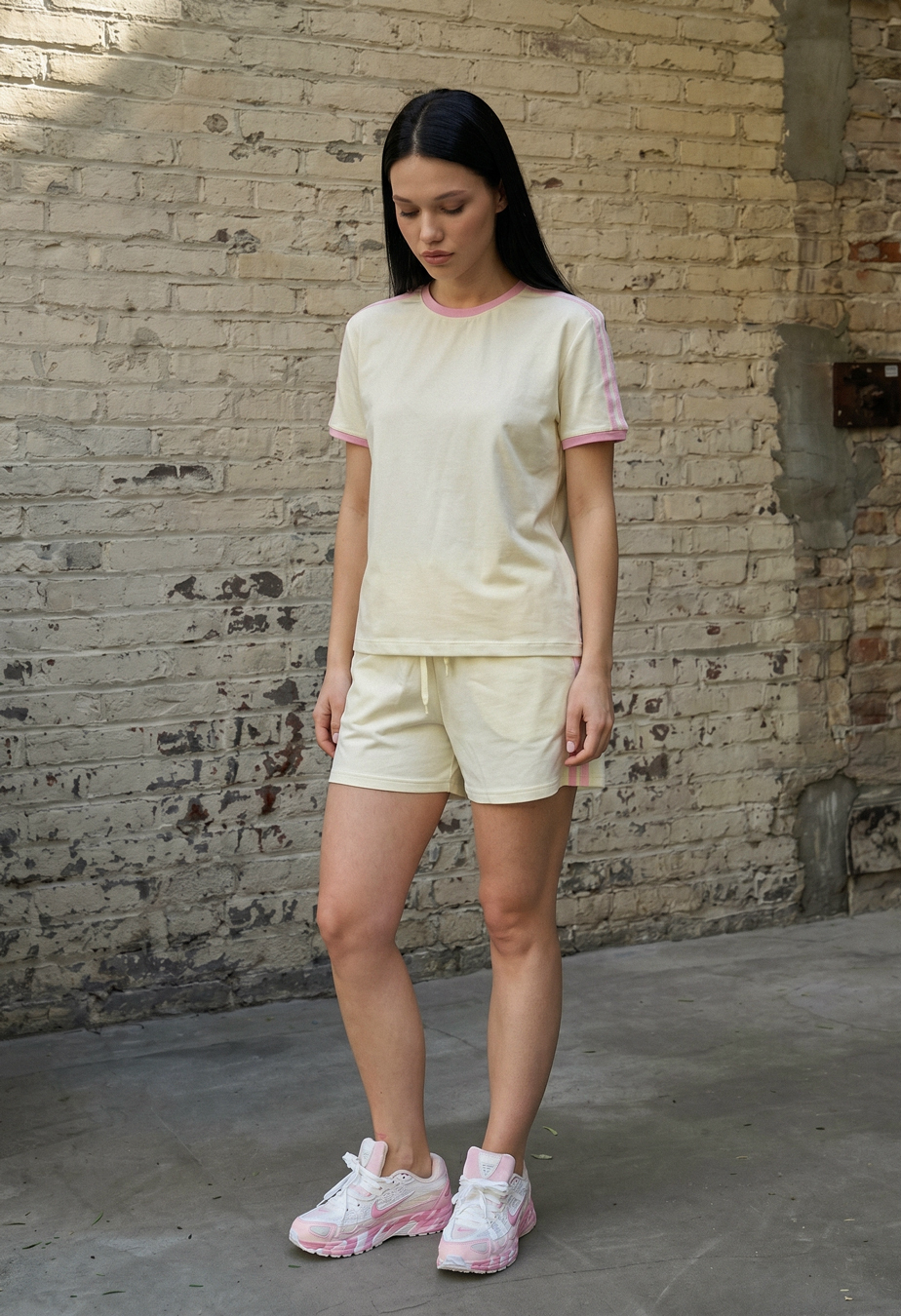 Komplet koszulka + spodenki Staff pry light yellow & pink