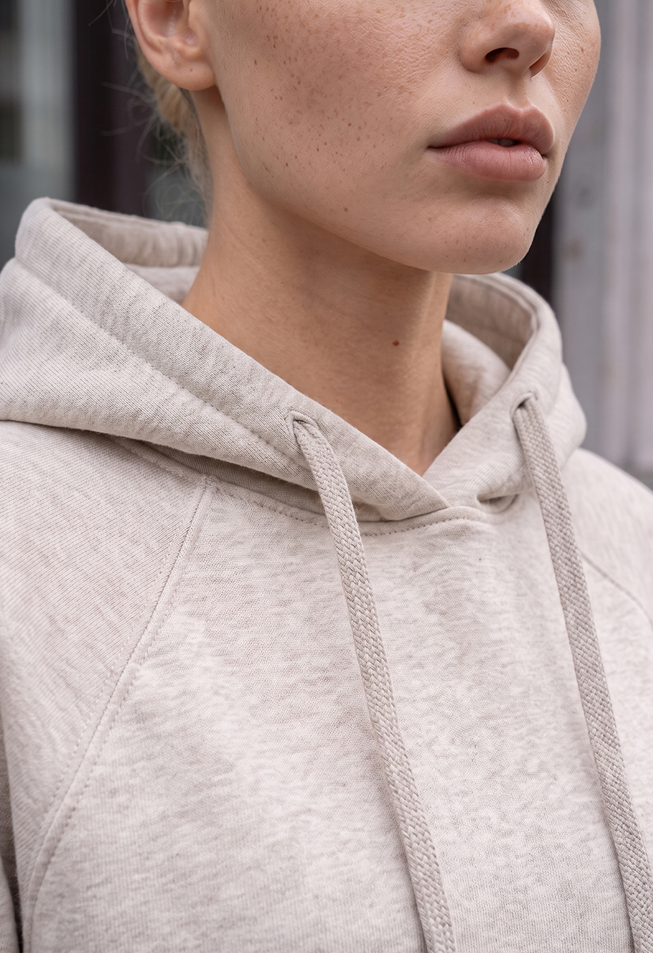 Bluza Staff ry beige melange oversize fleece