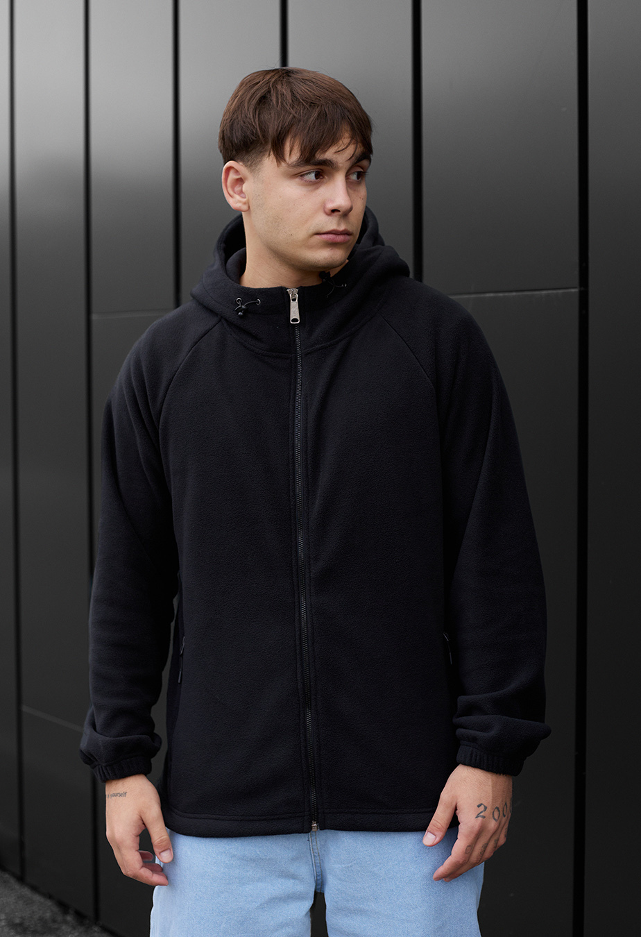 Bluza z kapturem Staff zip black fleece