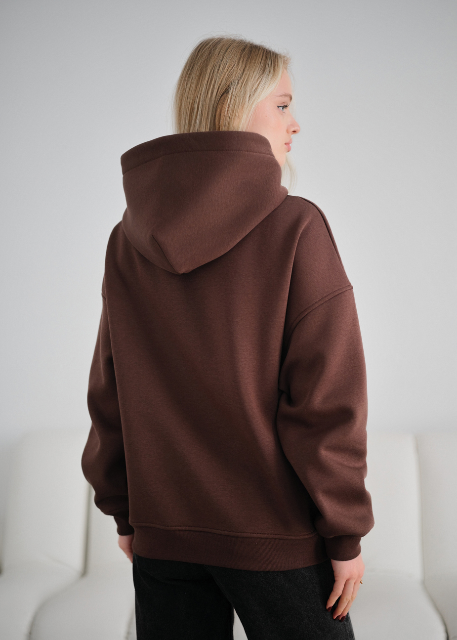 Damska bluza z kapturem Staff jox brown oversize fleece