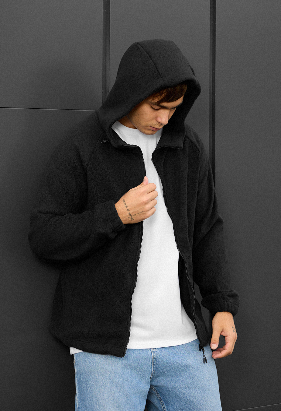 Bluza Staff zip black fleece