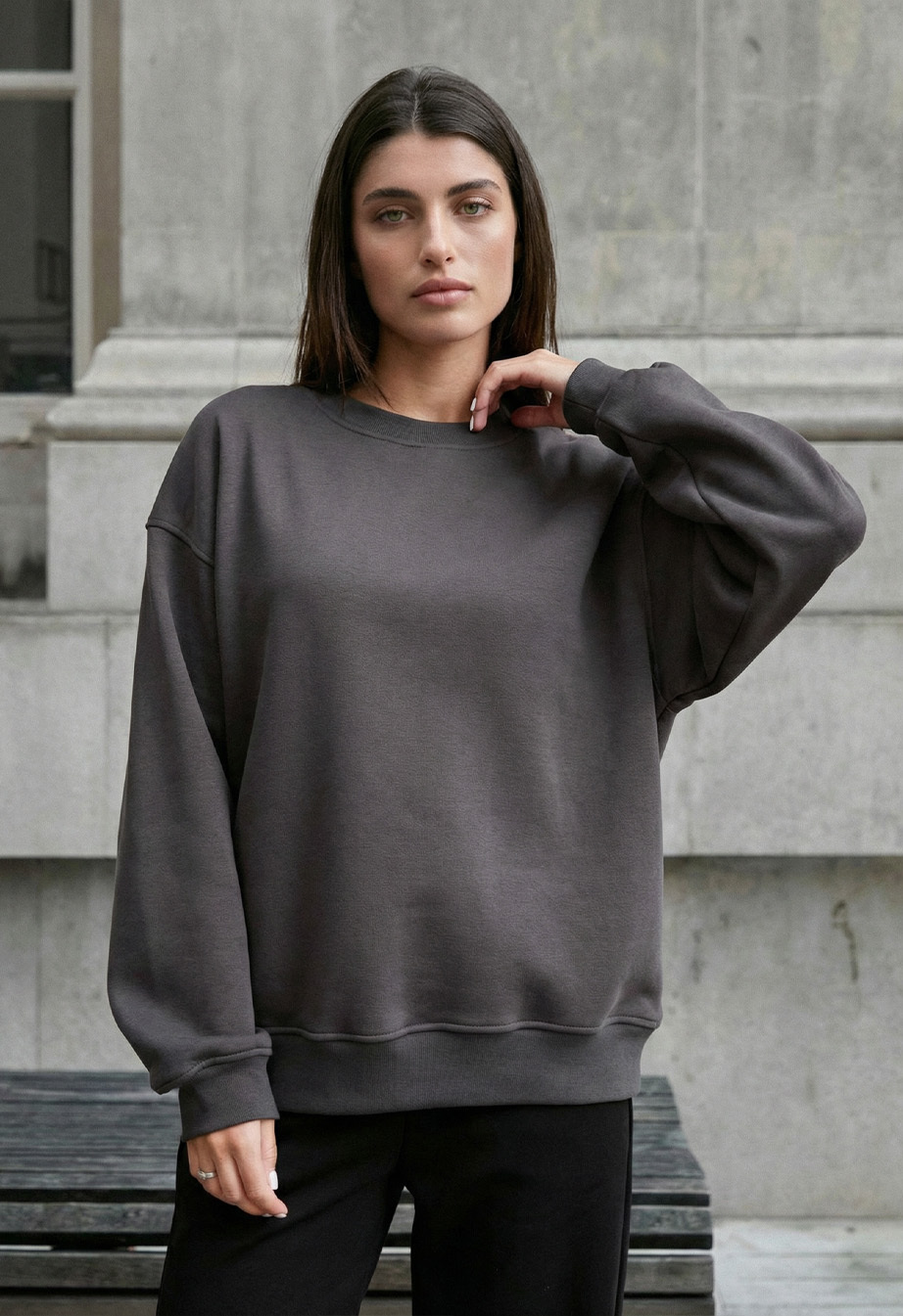 Bluza Staff dark gray oversize fleece