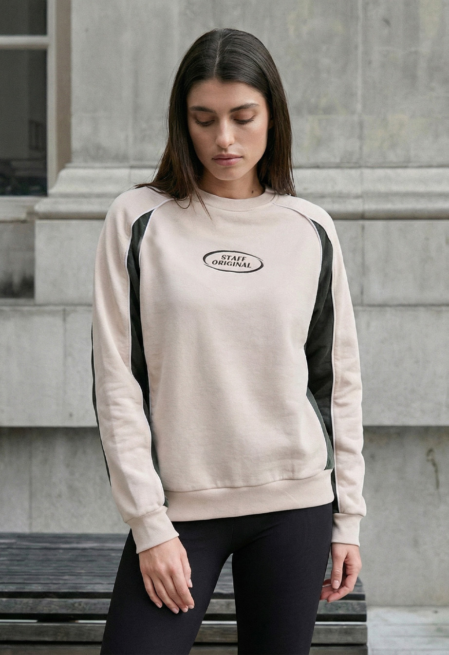 Bluza Staff oce light beige & green