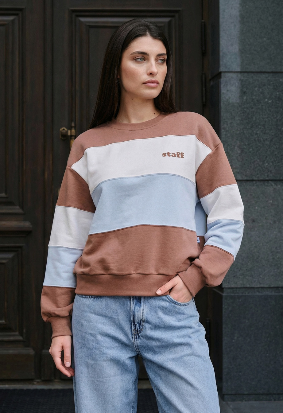 Bluza Staff met brown/white/light blue