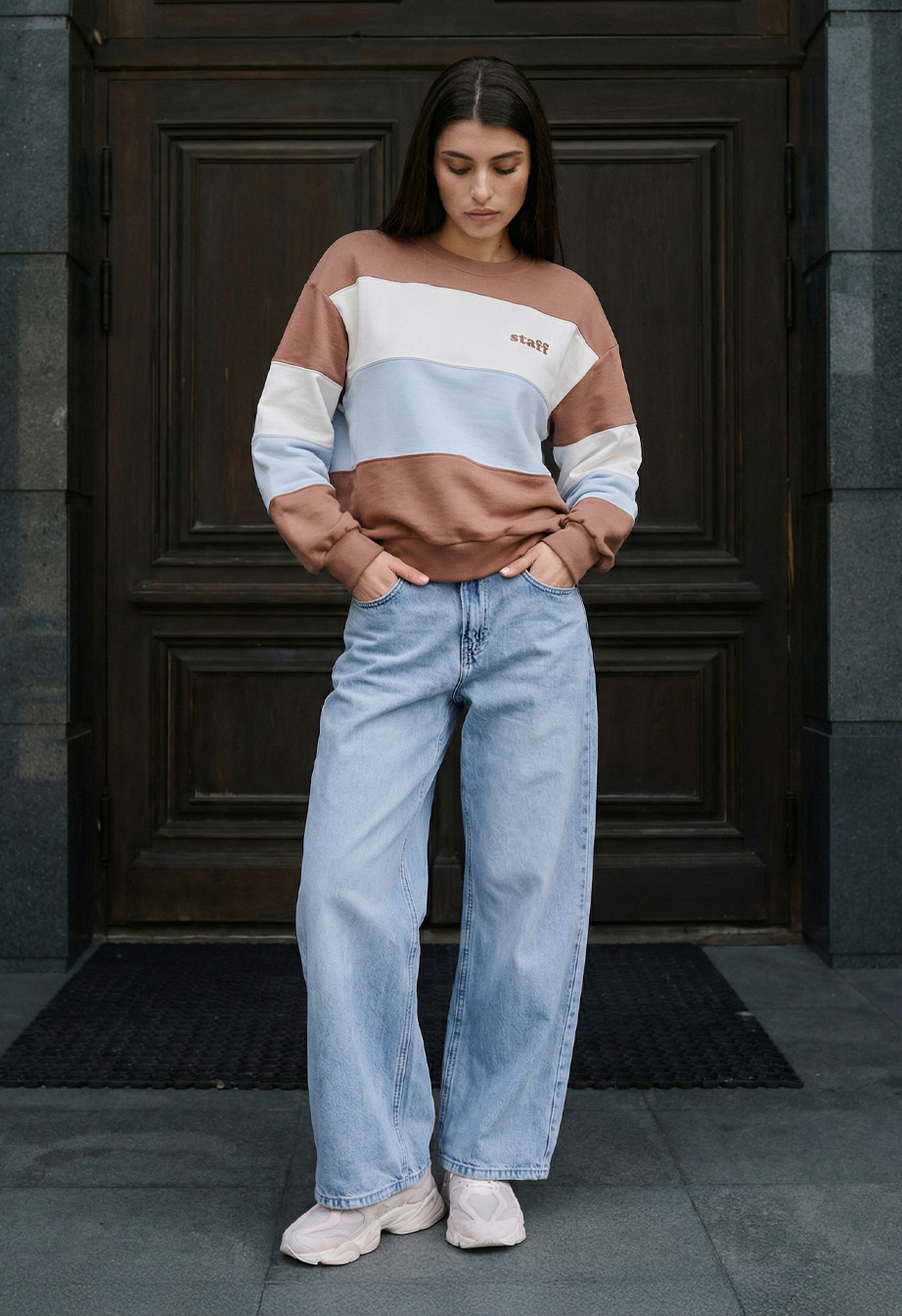 Bluza Staff met brown/white/light blue