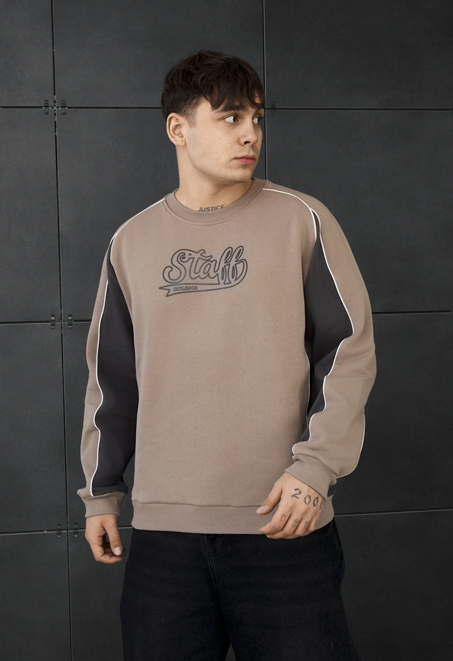 Bluza Staff ke brown & dark gray reflective