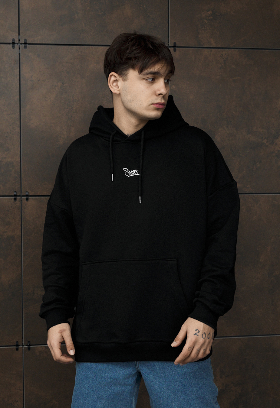 Bluza Staff dark black logo oversize