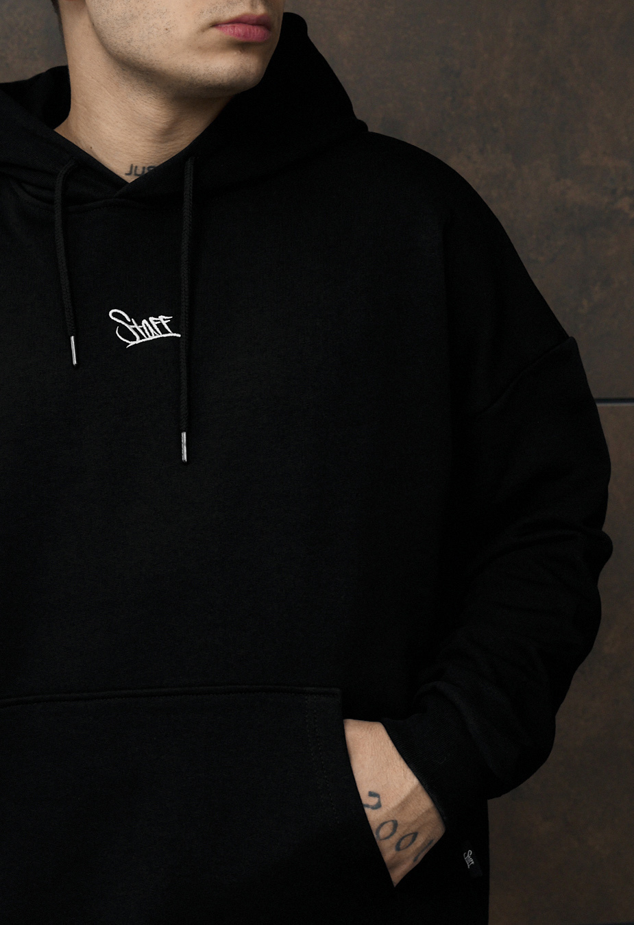 Bluza Staff dark black logo oversize