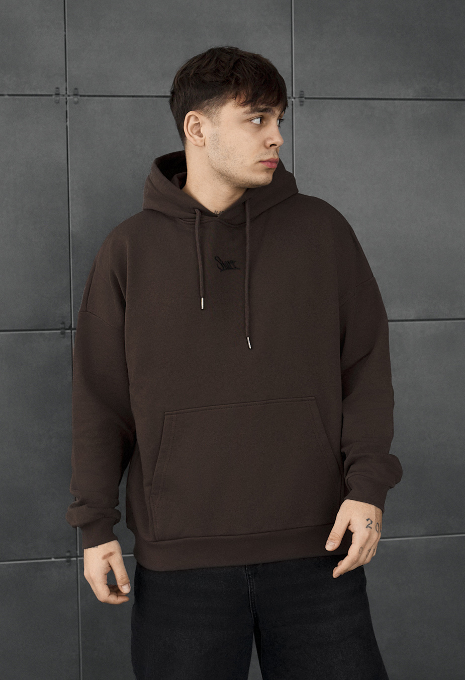 Bluza Staff dark brown logo oversize